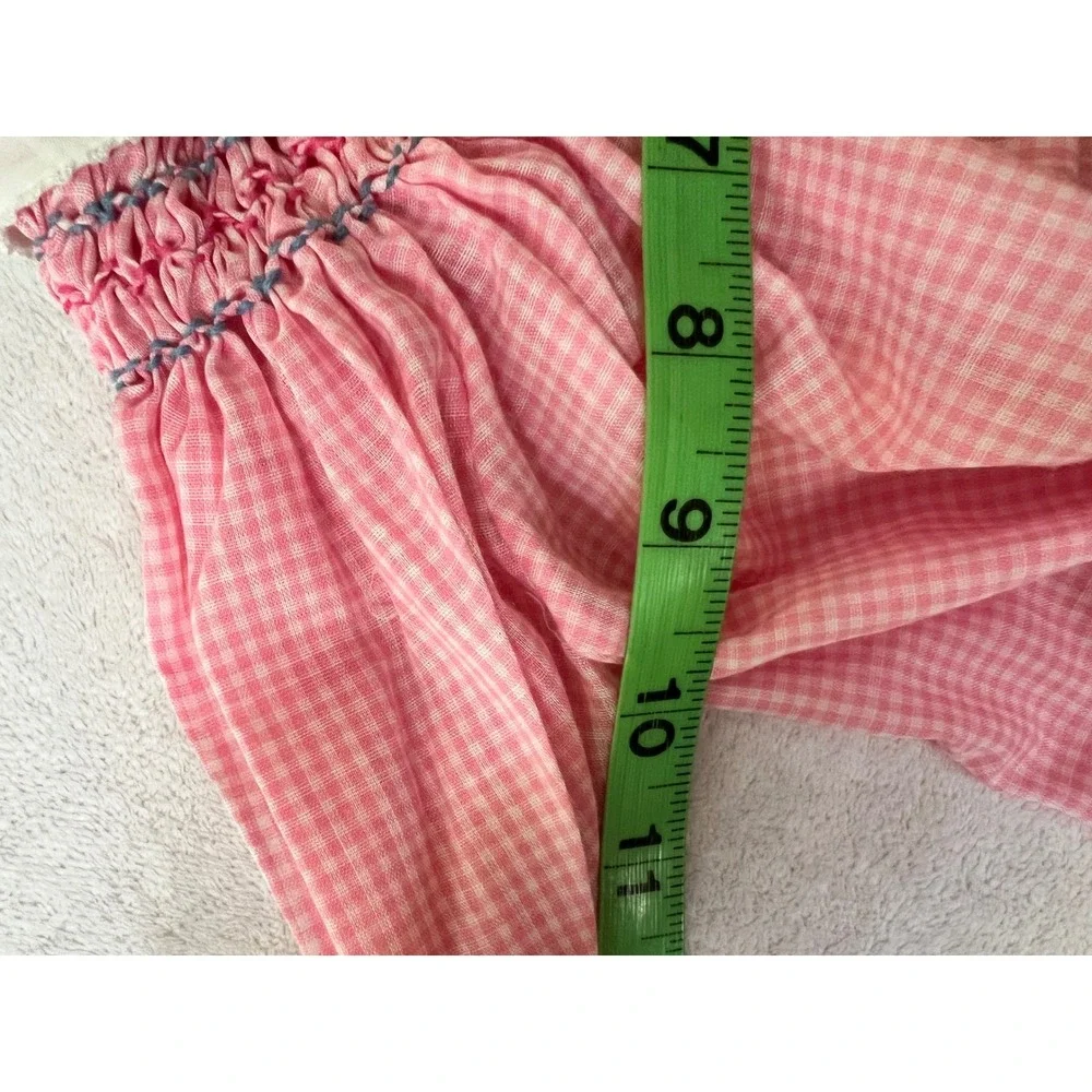 The Smockery Smocked Dress Pink Gingham Vintage Peter Pan Collar Size M